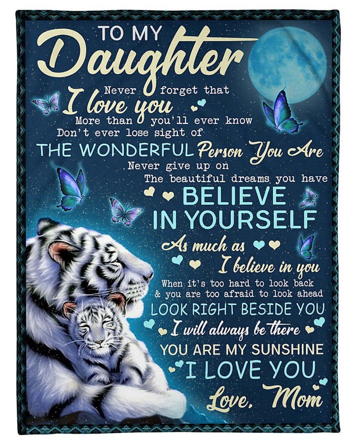 Personalized Family To My Daughter You Are My Sunshine, I Love You Sherpa Fleece Blanket