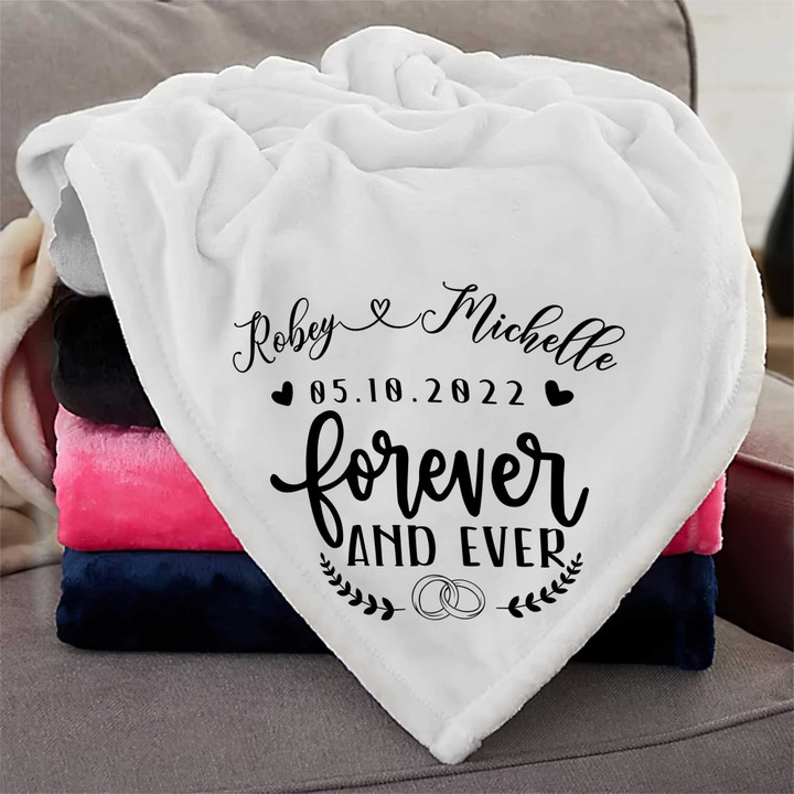 Personalized Wedding Blanket Gifts For Newlyweds Custom Name Wedding Blanket Married Couple Husband And Wife Forever & Ever Blanket Wedding Gifts For Couples Wedding Anniversary Dad And Mom Gifts