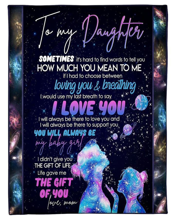 Personalized Galaxy How Much You Mean To Me To My Daughter From Mom Sherpa Fleece Blanket Great Customized Blanket Gifts For Birthday Christmas Thanksgiving