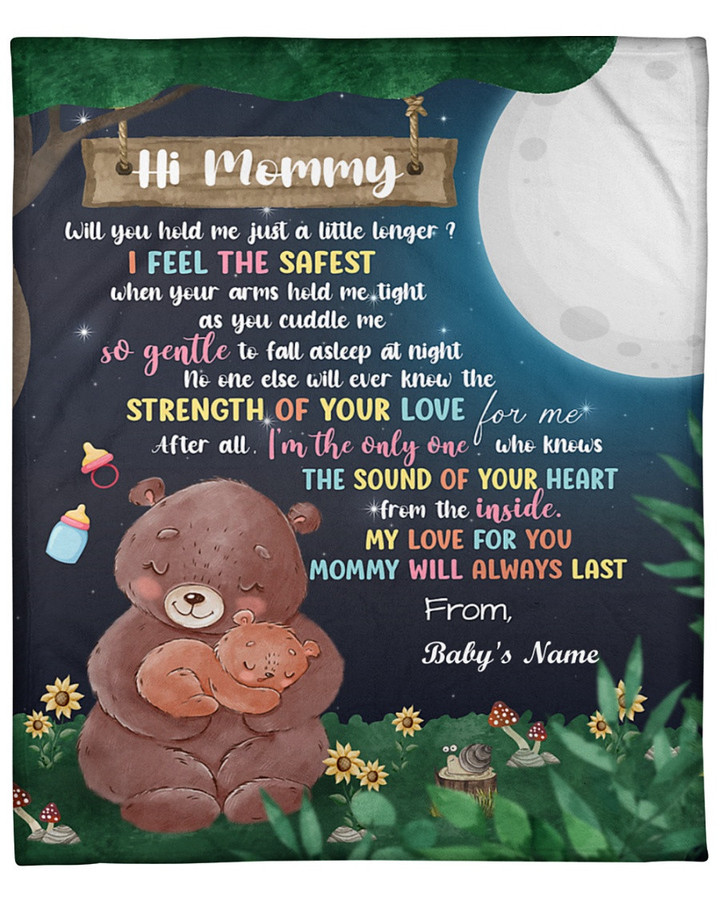 Personalized To Mommy From Baby Bear Mom My Love For You Will Always Last Fleece/Sherpa Blanket Great Customized Gifts For Family Birthday Christmas Thanksgiving Anniversary