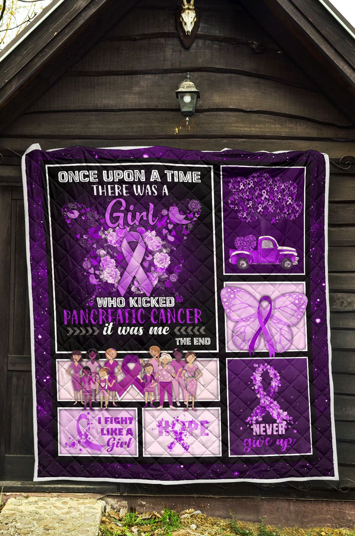 Pancreatic Cancer Once Upon A Time I Fight Like A Girl Quilt Blanket