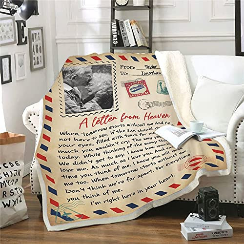 Personalized A Letter From Heaven Memorial Blankets Memorial Gifts For Loss Of Dad Mom Grandma Grandpa Memorial Gifts For Loss Of Father Loss Of Mother Loss Of Husband Loss Of Wife Blanket