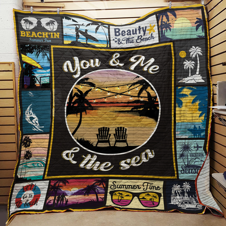 Beach You And Me And The Sea Quilt Blanket Great Customized Blanket Gifts For Birthday Christmas Thanksgiving