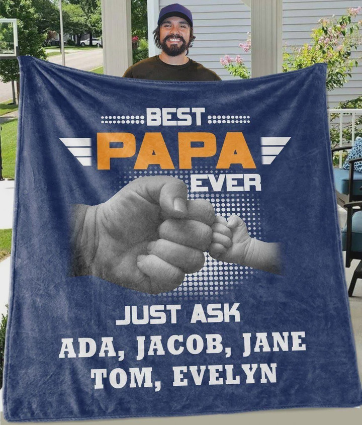Personalized Best Papa Ever Name Custom Sherpa Fleece Blanket Great Customized Blanket Gifts For Birthday Christmas Thanksgiving Anniversary Father's Day