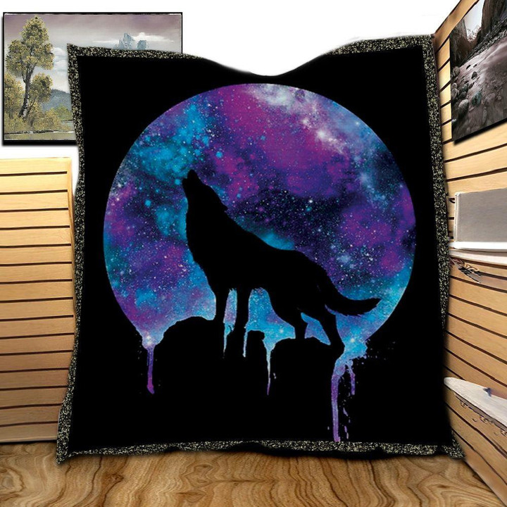 Wolf Space Howl Galaxy Quilt Blanket Great Customized Blanket Gifts For Birthday Christmas Thanksgiving Anniversary