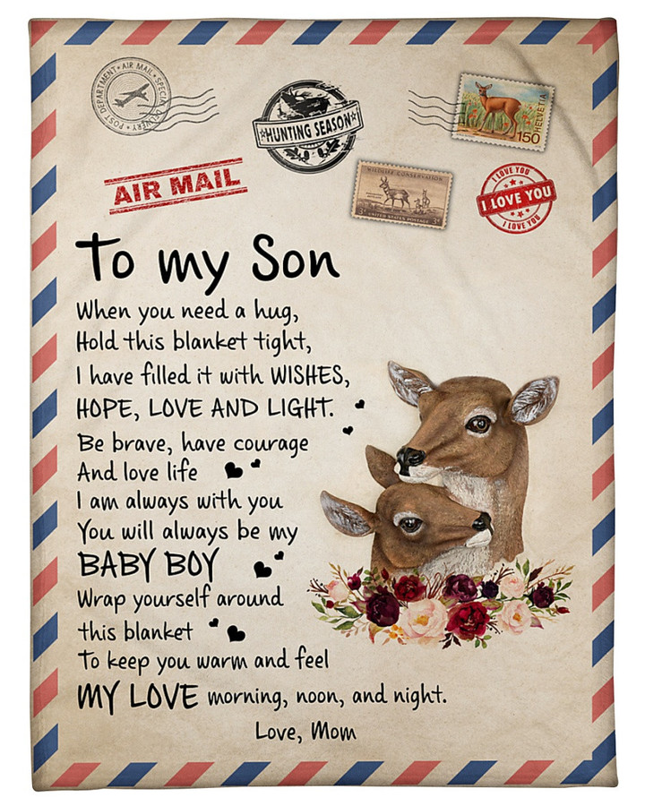 Personalized To My Son Hope, Love And Light, You Will Always Be My Baby Boy Sherpa Fleece Blanket