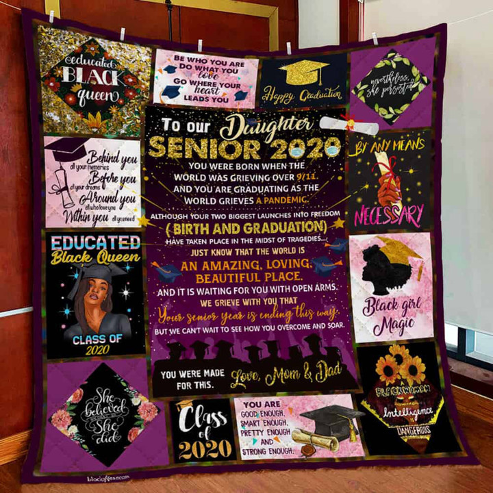 Personalized To My Daughter Senior Fleece Blanket From Mom And Dad If There Ever Comes A Day Great Customized Blanket Gift For Graduation Black Queen Birthday Christmas Thanksgiving