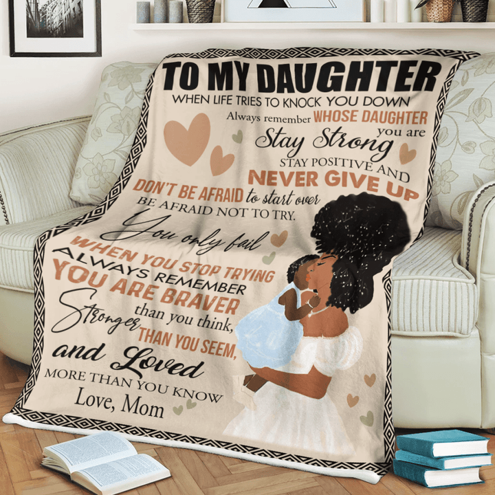 Personalized To My Daughter Never Give Up Big Love From Mom Sherpa Fleece Blanket