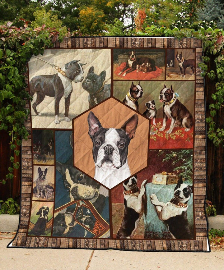 Boston Terrier Dog Couples Quilt Blanket Great Customized Blanket Gift For Birthday, Christmas, Anniversary