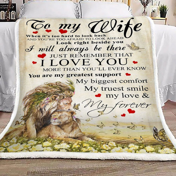 Personalized Lion To My Wife Sherpa Fleece Blanket You Are My Greatest Support Great Customized Blanket Gifts For Birthday Christmas Thanksgiving Perfect Gifts For Mother's Day
