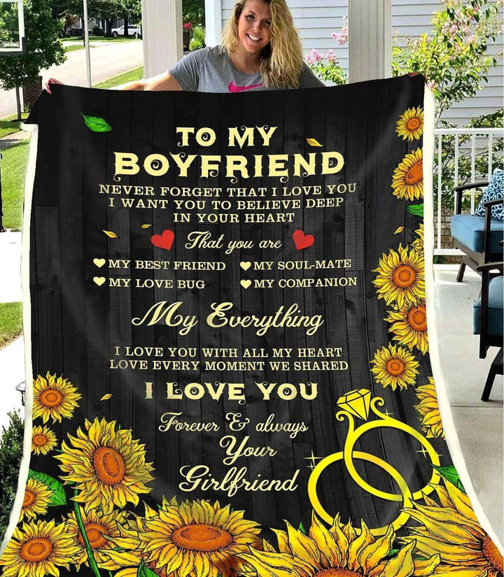 Personalized Sunflower To My Boyfriend From Girlfriend You Are My Soulmate My Everything Sherpa Fleece Blanket Great Customized Blanket Gifts For Birthday Christmas Thanksgiving