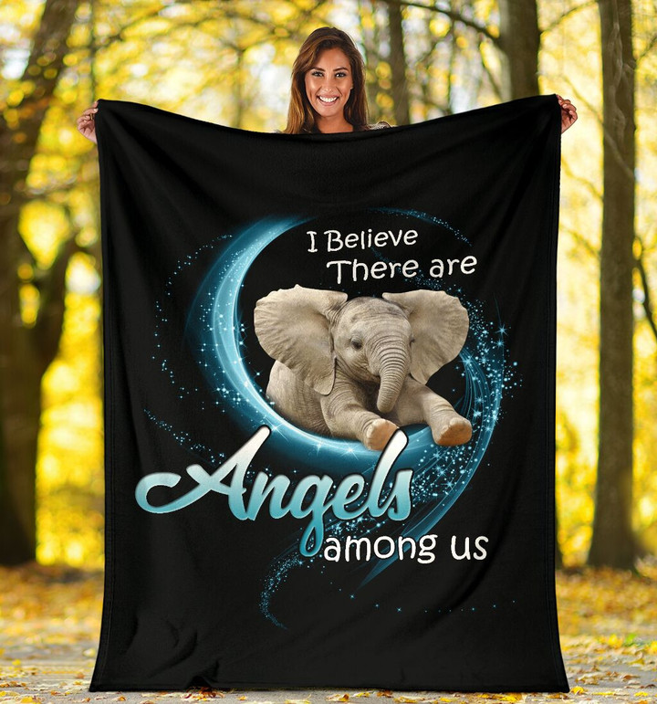 I Believe There Are Angel Among Us Elephant Sherpa Fleece Blanket Great Customized Blanket Gifts For Birthday Christmas Thanksgiving