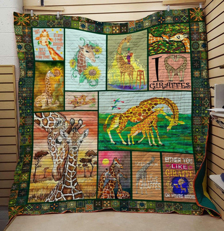 Giraffe Either You Like I Love Giraffe Quilt Blanket Great Customized Blanket Gifts For Birthday Christmas Thanksgiving
