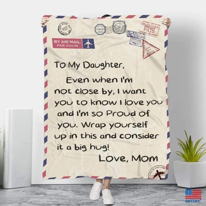 Personalized To My Daughter From Mom I'm So Proud Of You Fleece Blanket Great Customized Blanket Gifts For Birthday Christmas Thanksgiving
