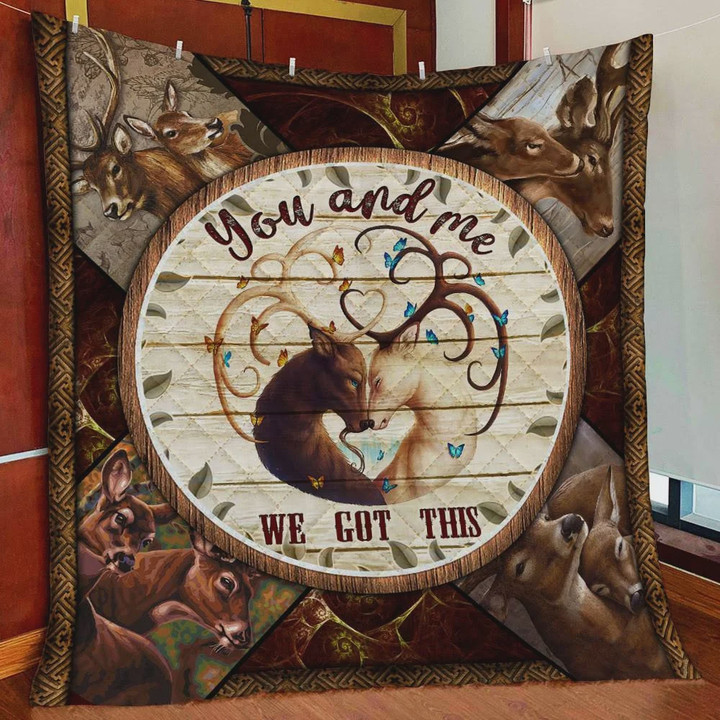 Deer Couple Hunting You And Me We Got This Quilt Blanket Great Customized Blanket Gifts For Birthday Christmas Thanksgiving