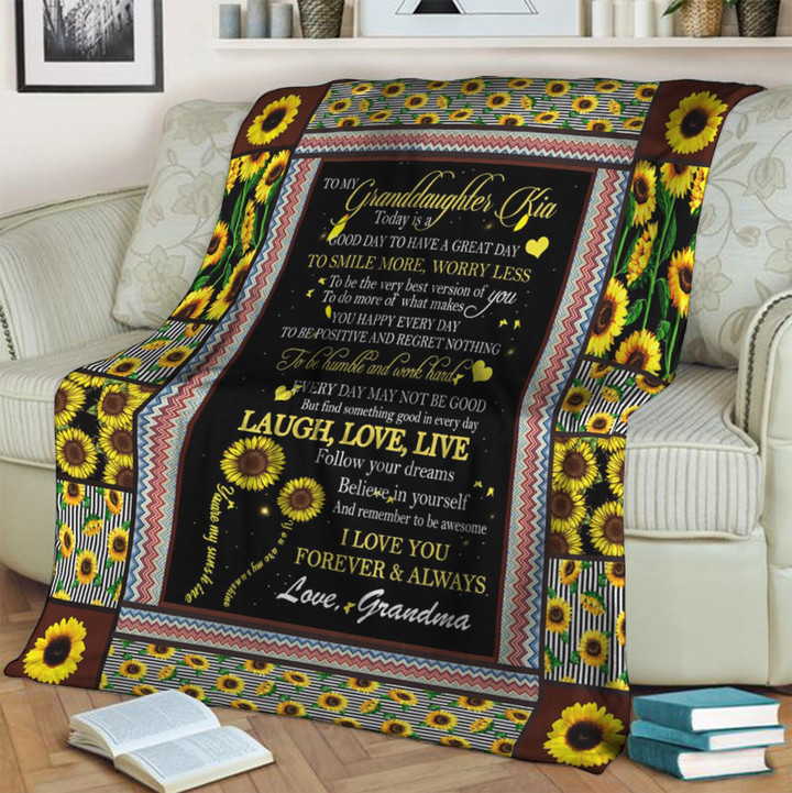 Personalized To My Beautiful Daughter I Love You, Follow Your Dreams, Believe In Yoursefl, Love From Grandma Sherpa Fleece Blanket