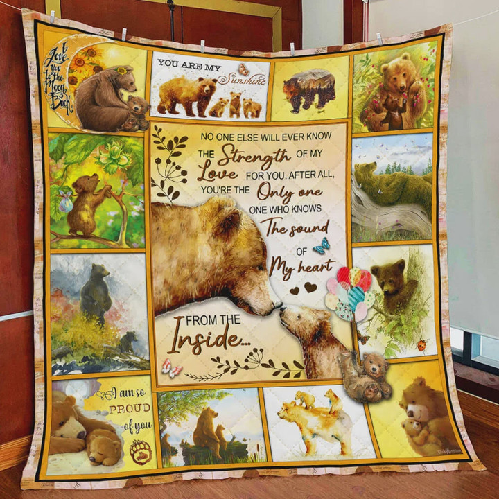 Bear Family You're The Only One Who Knows The Sound Of My Heart From The Inside Quilt Blanket Great Customized Gifts For Birthday Christmas Thanksgiving