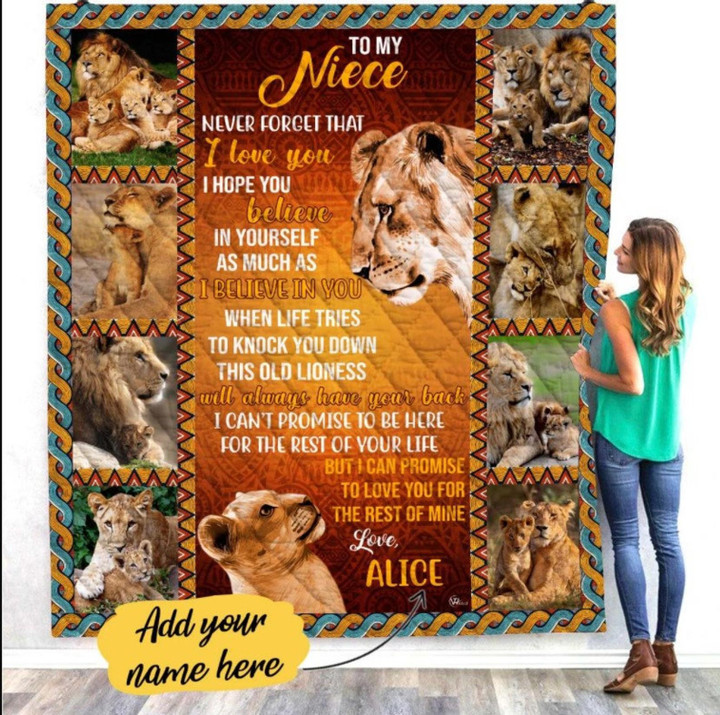 Personalized To My Niece Lion Fleece Blanket From Aunt This Lioness Will Always Have Your Back Great Customized Gift For Birthday Christmas Thanksgiving