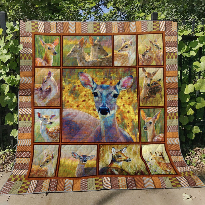 Deer In Nature Female Deer Quilt Blanket Great Customized Blanket Gifts For Birthday Christmas Thanksgiving