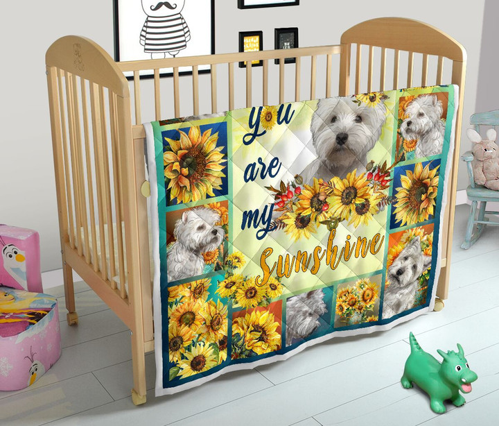 Westie And Sunflower You Are My Sunshine Quilt Blanket Great Customized Blanket Gifts For Birthday Christmas Thanksgiving
