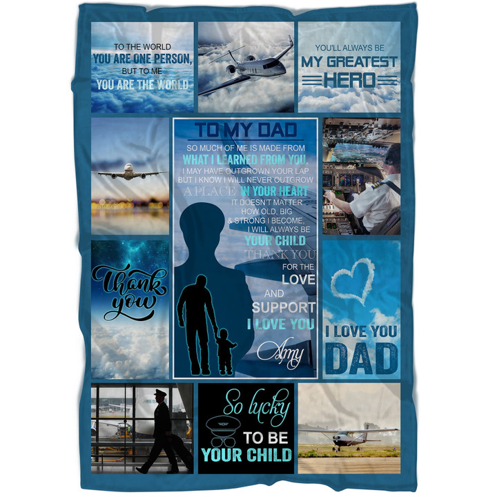 Personalized Pilot To My Dad I Love You Sherpa Fleece Blanket Great Customized Blanket Gifts For Birthday Christmas Thanksgiving Anniversary Father's Day