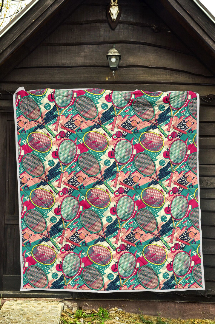 Tennis Rackets, Digital Artwork Quilt Blanket Great Customized Blanket Gifts For Birthday Christmas Thanksgiving