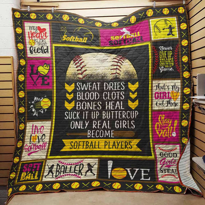 Softball My Heart Is On That Field Quilt Blanket Great Customized Gifts For Birthday Christmas Thanksgiving Perfect Gifts For Softball Lover