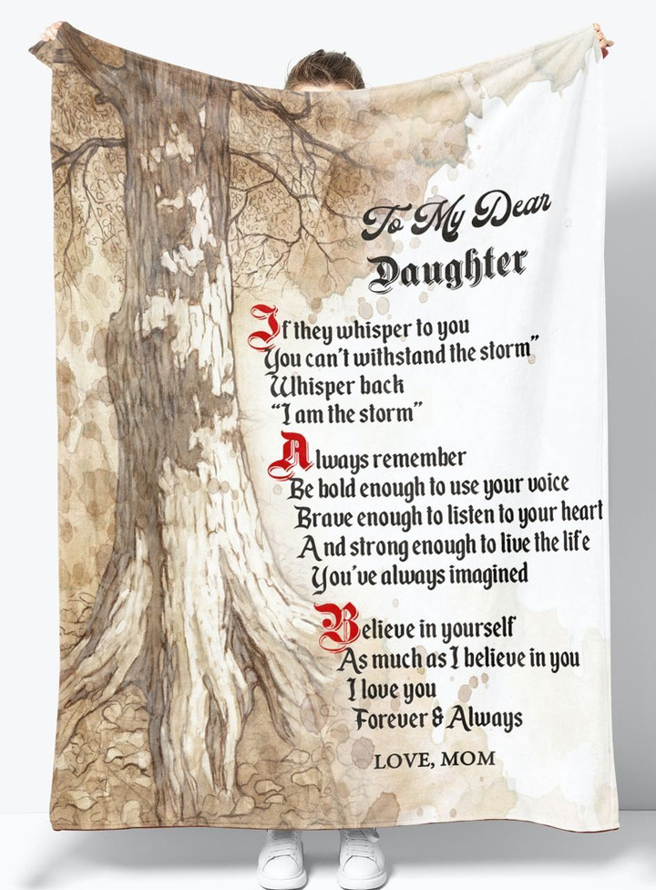 Personalized Tree Poem To My Daughter I Love You Forever & Always Sherpa Fleece Blanket Great Customized Blanket Gifts For Birthday Christmas Thanksgiving Anniversary