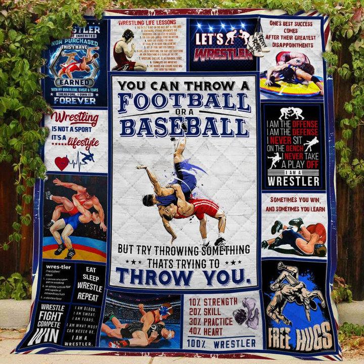 Wrestling Try Throwing Something That'S Trying To Throw You Quilt Blanket Great Customized Blanket Gifts For Birthday Christmas Thanksgiving