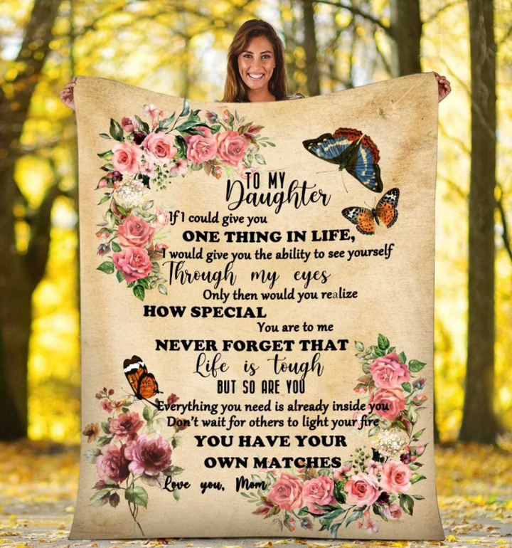 Personalized Butterfly Blanket To My Daughter From Mom, Butterfly Blanket Gifts, Gifts For Daughter, Blanket Gifts, Sofa Blanket, Sherpa Blanket Fleece Blanket (50''x60'' 60''x80'')