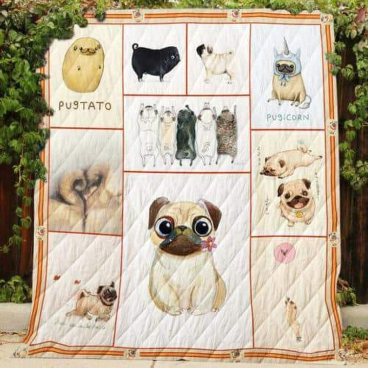 Pug Cute Pugtato Quilt Blanket Great Customized Blanket Gifts For Birthday Christmas Thanksgiving Anniversary