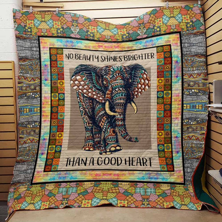 Elephant No Beauty Shines Brighter Quilt Blanket Great Customized Gifts For Birthday Christmas Thanksgiving Perfect Gifts For Elephant Lover