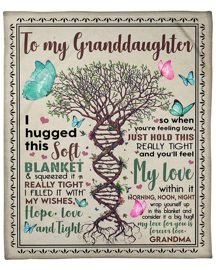 Personalized DNA Tree To My Granddaughter From Grandma Fleece Blanket Great Customized Blanket Gifts For Birthday Christmas Thanksgiving Anniversary