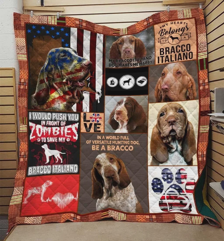 My Heart Belongs To Bracco Italiano Quilt Blanket Great Customized Blanket Gifts For Birthday Christmas Thanksgiving