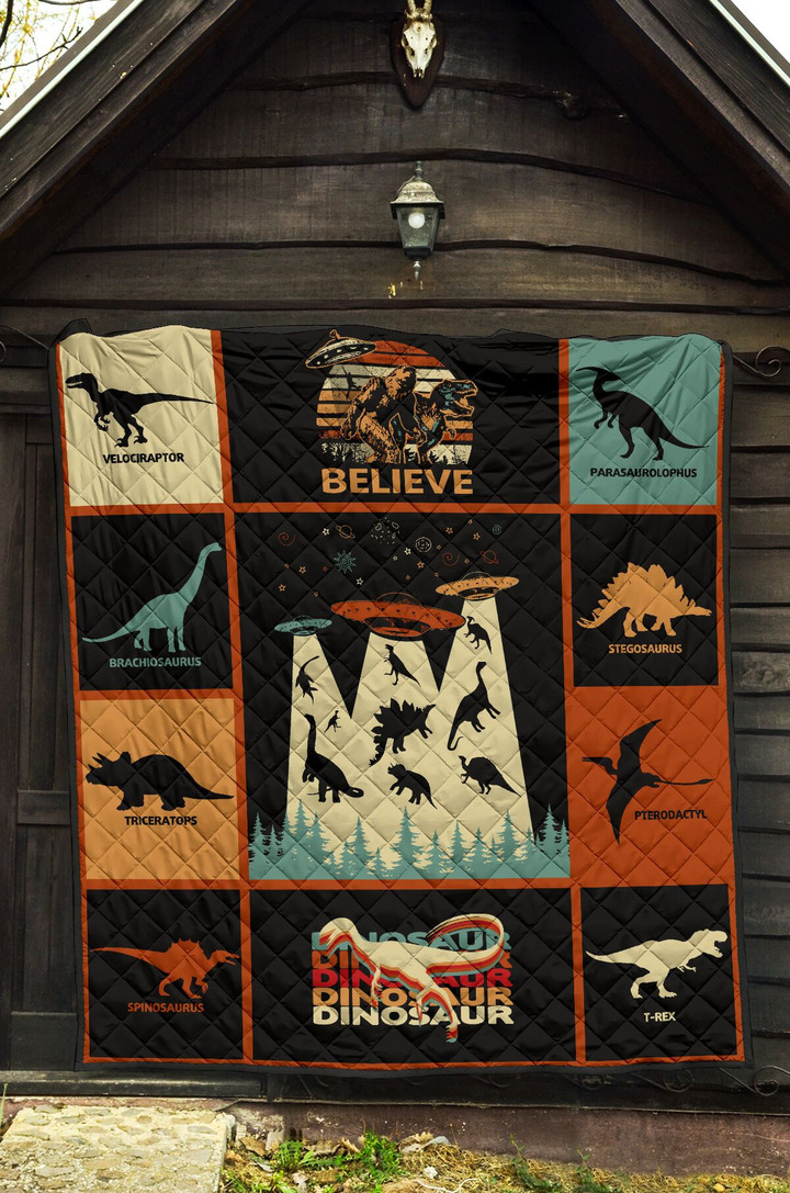 Catching Dinosaur, UFO Quilt Blanket Great Customized Blanket Gifts For Birthday Christmas Thanksgiving