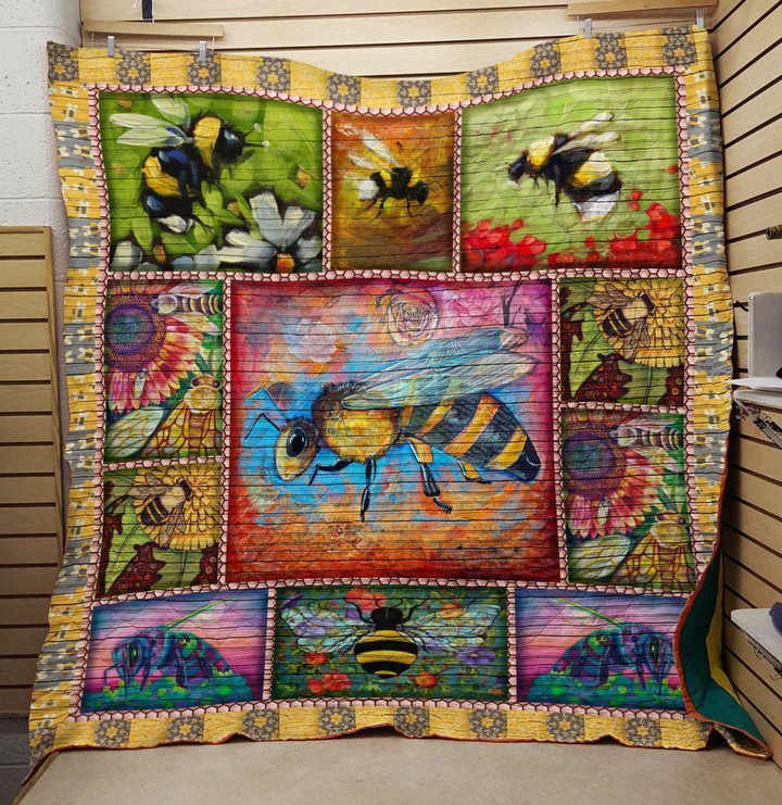 Honey Bee In Sunflower Quilt Blanket Great Customized Blanket Gifts For Birthday Christmas Thanksgiving