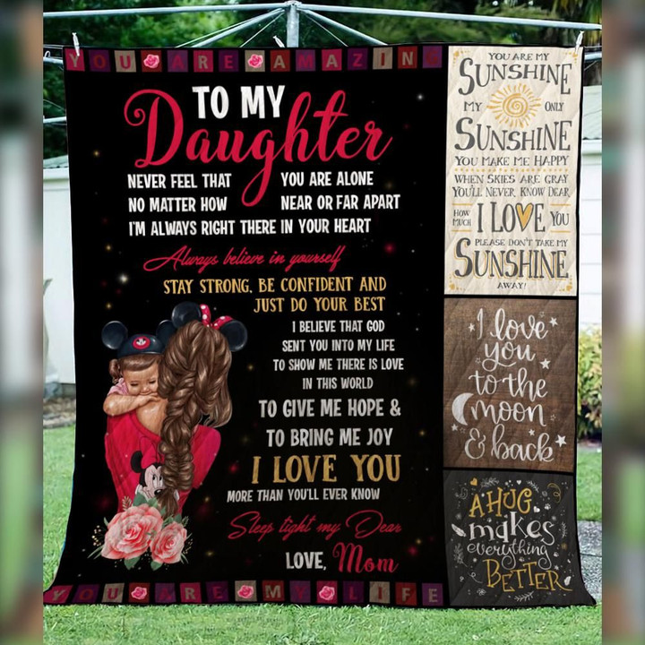 Personalized A Hug Makes Everything Better To Daughter From Mom Quilt Blanket Great Customized Blanket Gifts For Birthday Christmas Thanksgiving Mother’s Day