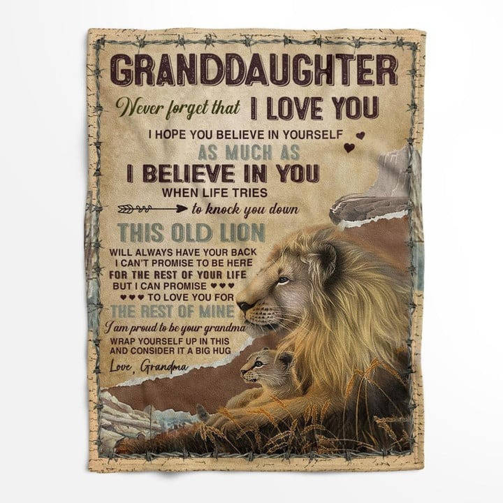 Personalized To Granddaughter Blanket Decoration Birthday Gift For Daughter From Grandma Grandmother Grandparents On Birthday Christmas With Lion Design Grandparent Gift Granddaughter Gift