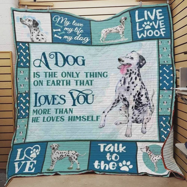 Dalmatian Dog Loves You More Than He Loves Himself Quilt Blanket Great Customized Blanket Gifts For Birthday Christmas Thanksgiving