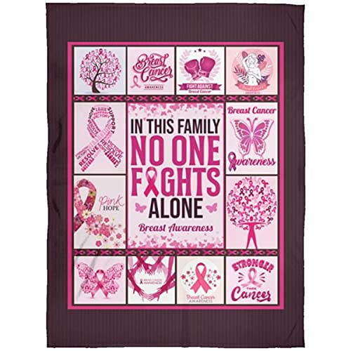 Breast Cancer Awareness In This Family No One Fights Alone Fleece Blanket Breast Cancer Awareness Months Gifts For Breast Cancer Warriors Breast Cancer Awareness Gifts Sherpa Blankets