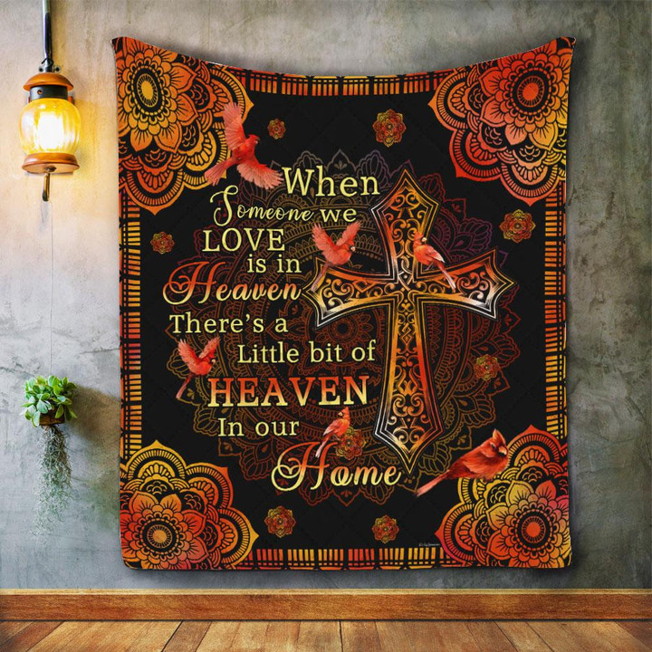Heaven In Our Home Cardinal When Someone We Love In Heaven Mandala Pattern Quilt Blanket Great Customized Blanket Gifts For Birthday Christmas Thanksgiving