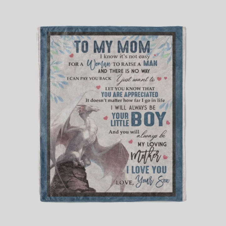 Personalized To My Mom Dragon Fleece Blanket From Son Let You Know That You Are Appreciated Great Customized Blanket Gifts For Mother's Day Birthday Christmas Thanksgiving