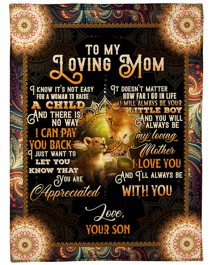Personalized To My Mom Lions Fleece Blanket From Daughter You Will Always Be My Loving Mother Great Customized Gift For Mother's day Birthday Christmas Thanksgiving