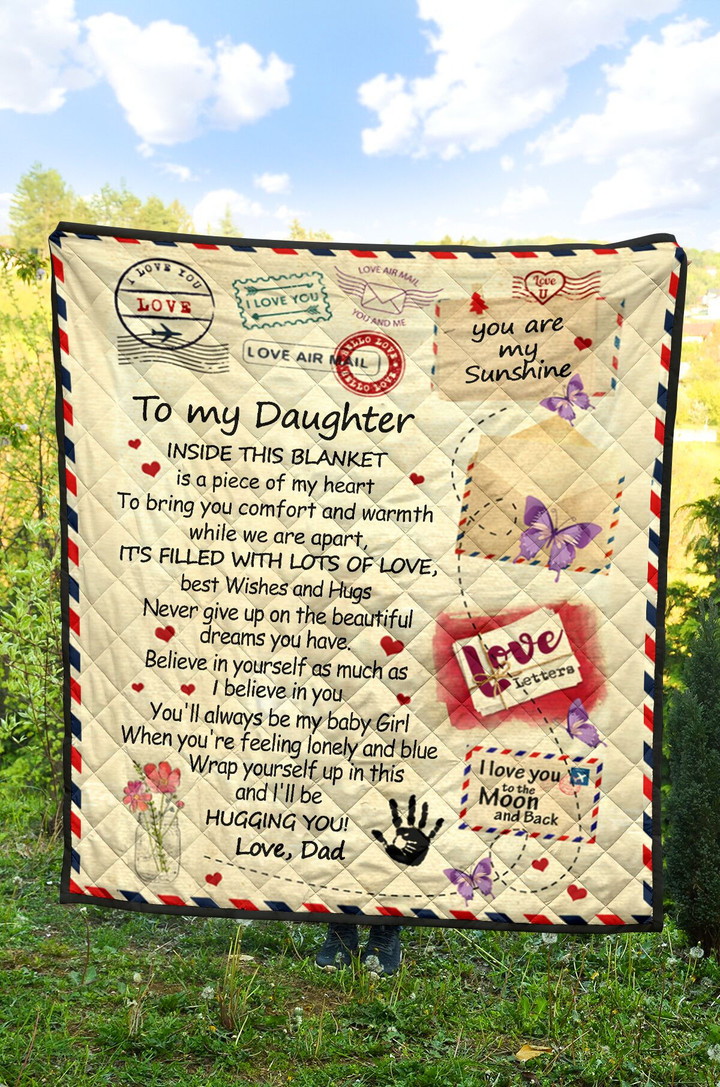 Personalized To My Daughter From Dad Quilt Blanket Great Gifts For Birthday Christmas Thanksgiving Anniversary