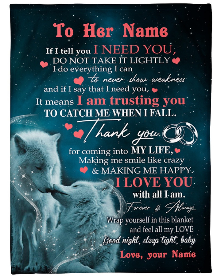 Personalized Custom Name Wolf Couple I Love You With All I Am Fleece Sherpa Blanket Great Customized Blanket Gifts For Birthday Christmas Anniversary