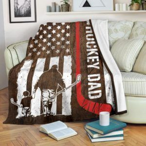 Hockey Dad Flag Fleece Blanket Great Customized Blanket Gifts For Birthday Christmas Thanksgiving, Father's Day