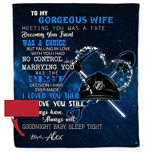 Personalized Coal Miner To My Wife Blanket From Husband Wife Gifts From Husband Spouse Gifts Family Home Decor Bedding Couch Sofa Soft Comfy Cozy Fleece & Sherpa Blanket