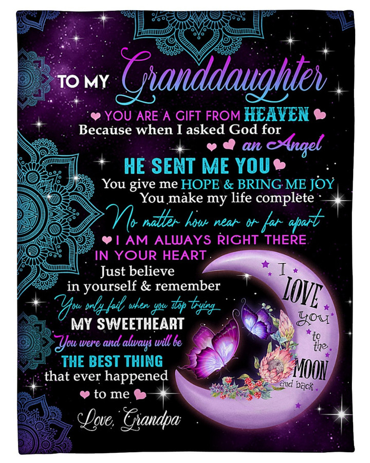 Personalized To My Granddaughter You Are A Gift From Heaven Froom Grandpa Fleece Blanket Great Customized Blanket Gifts For Birthday Christmas Thanksgiving