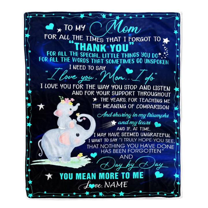 Personalized Family, To My Mom For All The Times That I Forgot to Thank You, You Mean More To Me, Gifts For Birthday Mothers Day Christmas Sherpa Fleece Blanket