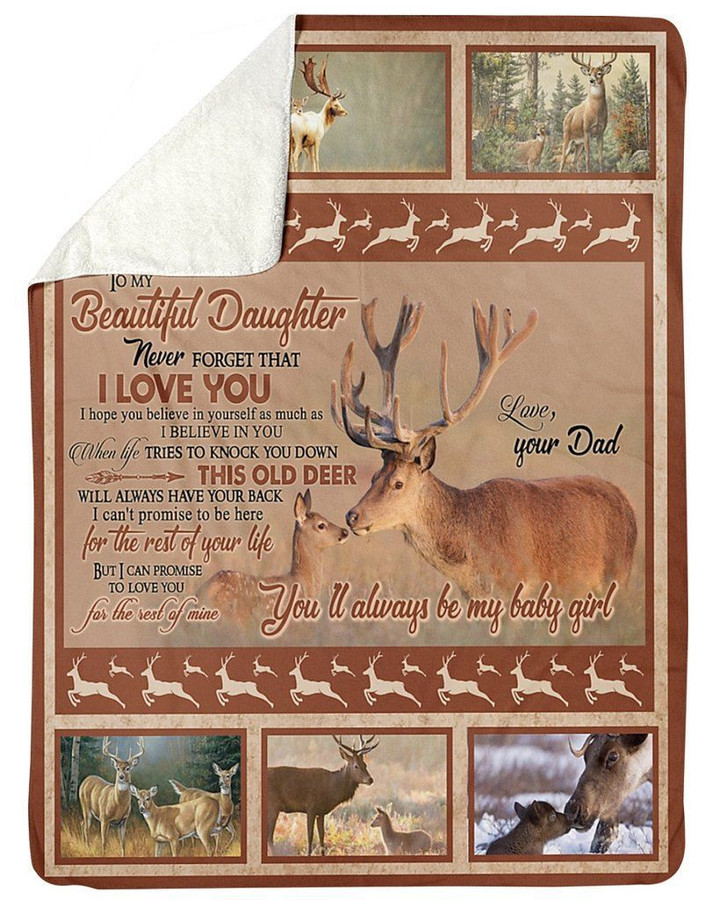 Personalized From Dad This Old Deer Will Have Your Back Deer Family In The Forest Sherpa Fleece Blanket Great Customized Blanket Gifts For Birthday Christmas Thanksgiving